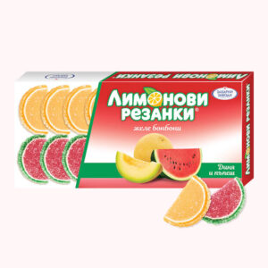 Лимонови резанки желиран бонбони диня + пъпеш 180гр. „Захарни заводи“
