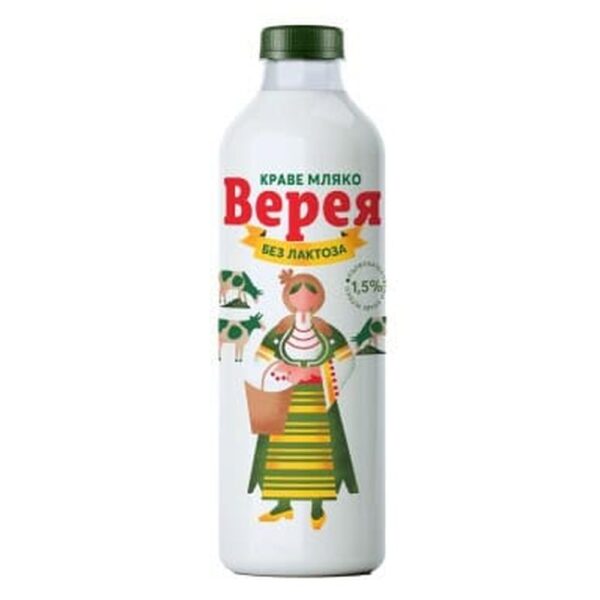 Краве мляко без лактоза 1.5% 1л. „Верея“