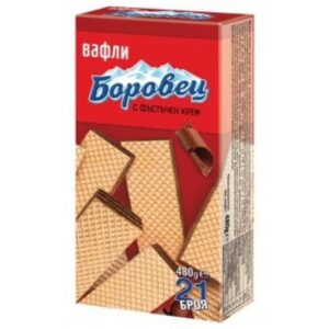 Вафли обикновени 480гр. × 21бр. в кутия фъстък „Боровец“