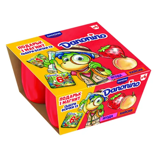 Млечен десерт ягода/кайсия 50гр. × 4бр. „Danonino“