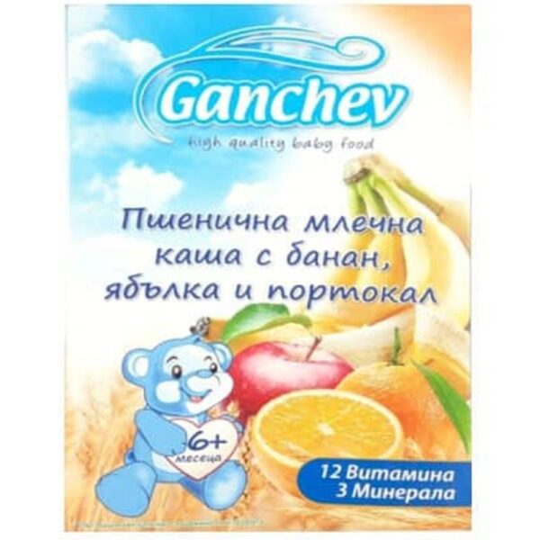 Каши инстантен м6 банан + ябълка + портокалов пшен. 200гр. 6м „Ганчев“