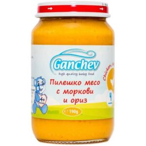 Пюре телешко + морков + ориз 4м „Ганчев“