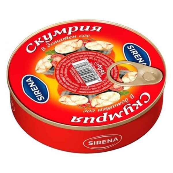 Сирена скумрия в доматен сос/подлютен сос 160гр.