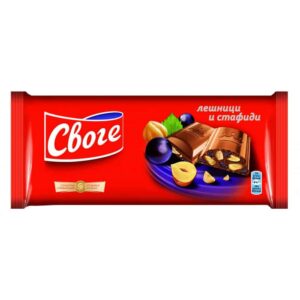 Шоколад 90гр. лешник + стафиди „Своге“