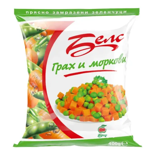 Грах и морков 400гр. замразен „Белс“