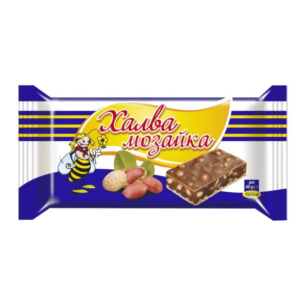Халва мозайка с фъстъци 80гр. × 20бр. в кутия синя „Миа“